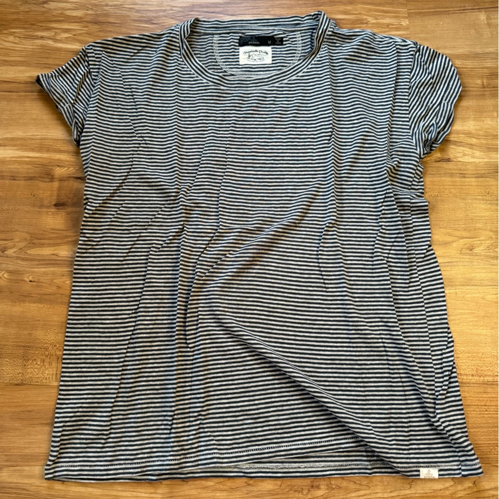 Prana Cozy Up T-Shirt - Kale Heather Stripe